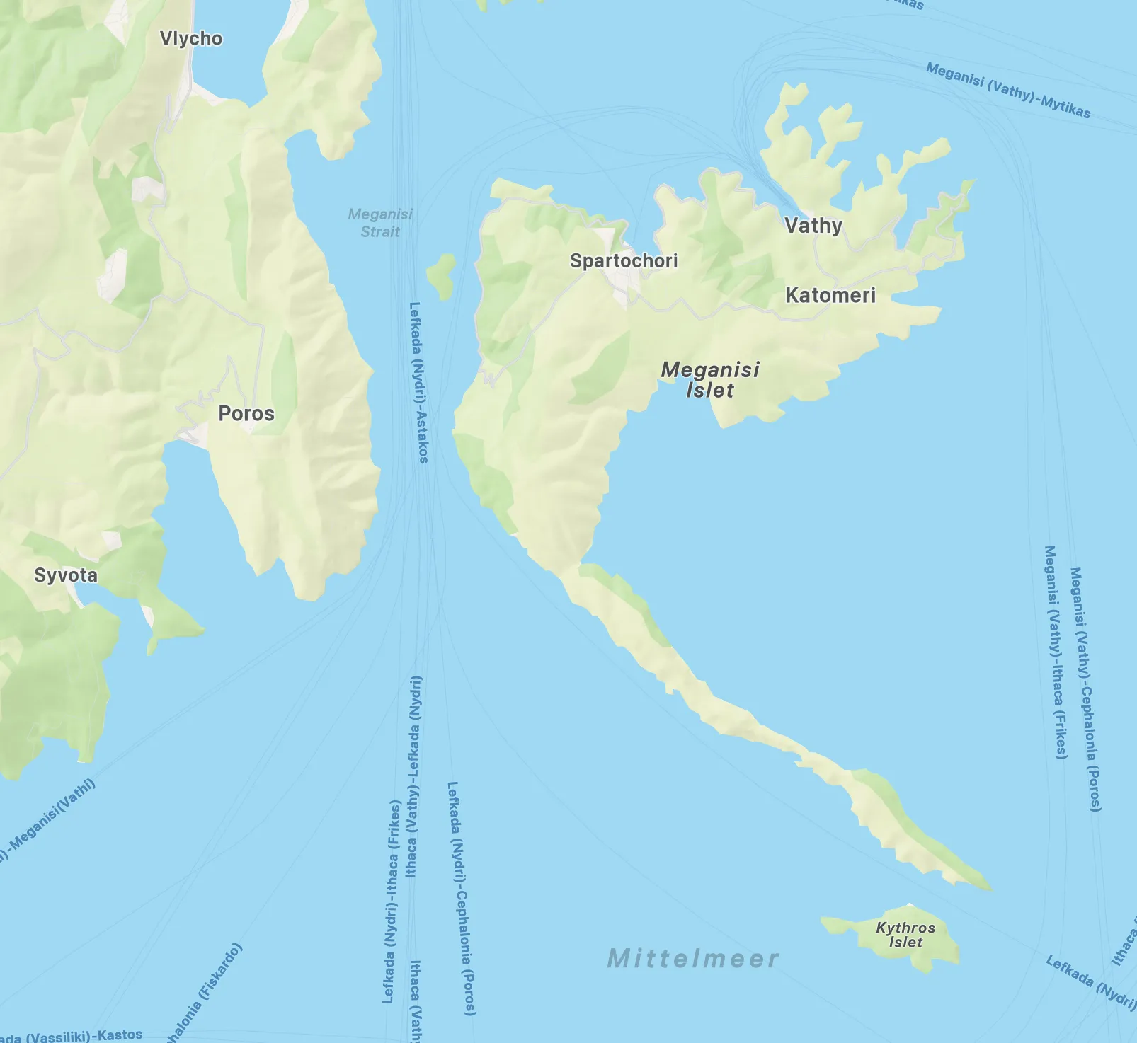 Geologische Formation der Insel Meganisi